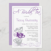 Bridal Shower Invitation - Tea  | Paars en grijs Kaart (Voorkant / Achterkant)
