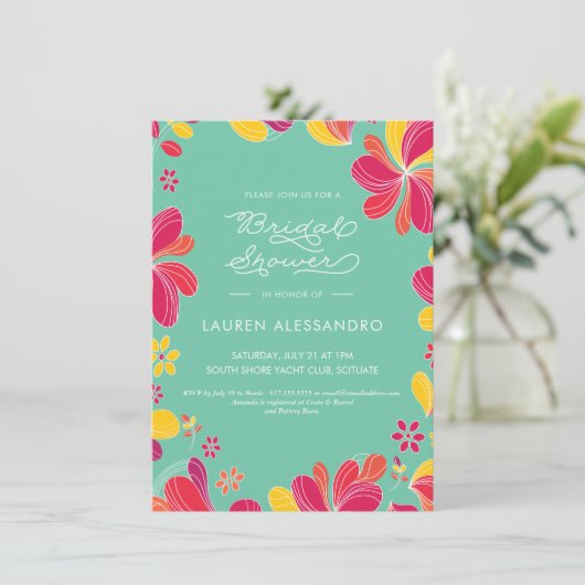 Bridal Shower Invitation, Tropisch, Hawaïaans, Lua Kaart (Staand voorkant)