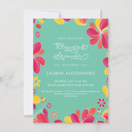 Bridal Shower Invitation, Tropisch, Hawaïaans, Lua Kaart (Voorkant)