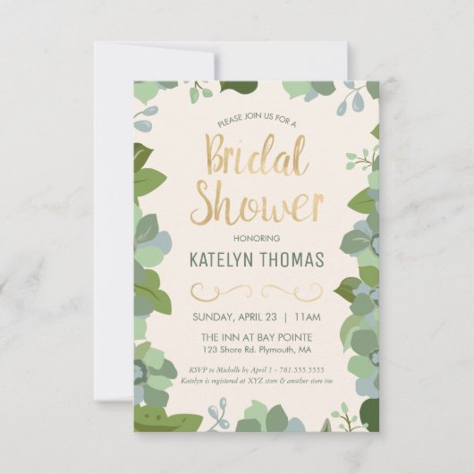 Bridal Shower Invitation - Tuin, Custom, Floral Kaart (Voorkant)