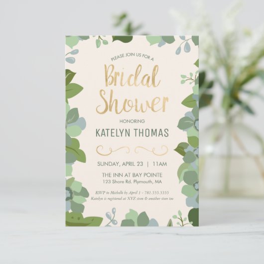 Bridal Shower Invitation - Tuin, Custom, Floral Kaart (Staand voorkant)