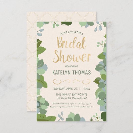 Bridal Shower Invitation - Tuin, Custom, Floral Kaart (Voorkant / Achterkant)
