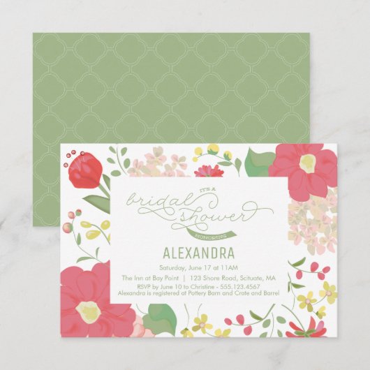 Bridal Shower Invitation - Tuin, Floral, lente Kaart (Voorkant / Achterkant)