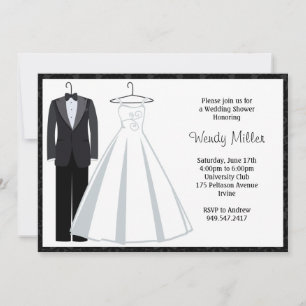 Bridal Shower Invitation - Tux and Wedding Dress Kaart