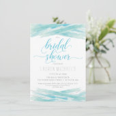 Bridal Shower Invitation - Waterverf, Blue Silver Kaart (Staand voorkant)