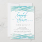 Bridal Shower Invitation - Waterverf, Blue Silver Kaart (Voorkant)