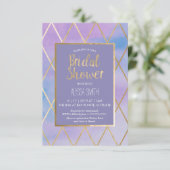Bridal Shower Invitation - Waterverf, Paars Gold Kaart (Staand voorkant)