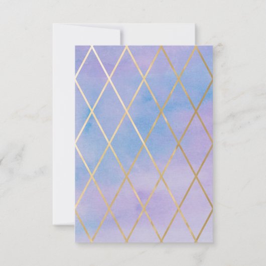 Bridal Shower Invitation - Waterverf, Paars Gold Kaart (Achterkant)