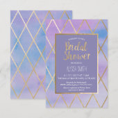 Bridal Shower Invitation - Waterverf, Paars Gold Kaart (Voorkant / Achterkant)