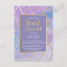 Bridal Shower Invitation - Waterverf, Paars Gold