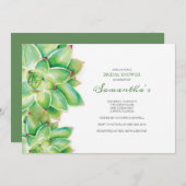 BRIDAL SHOWER Invitation, Waterverf Succulent Kaart (Voorkant / Achterkant)