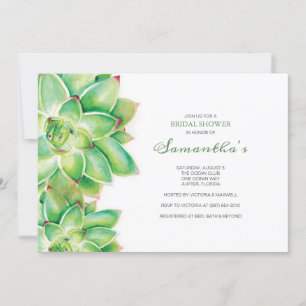 BRIDAL SHOWER Invitation, Waterverf Succulent Kaart