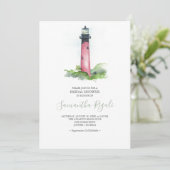 Bridal Shower Invitation Waterverf Vuurtoren Kaart (Staand voorkant)