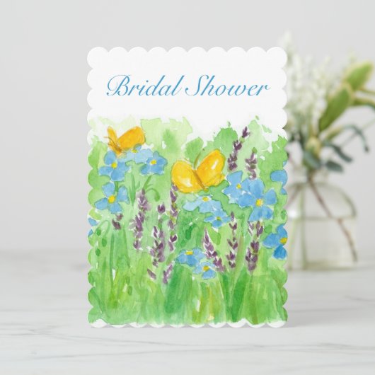Bridal Shower Invitation Waterverf Wildbloemen Kaart (Staand voorkant)