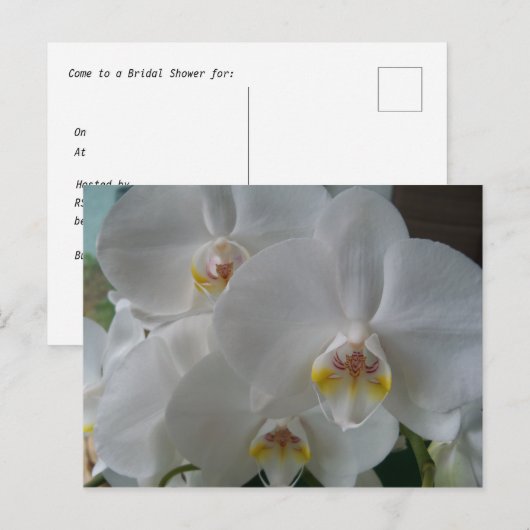 Bridal Shower Invitation White Orchids Briefkaart (Voorkant / Achterkant)