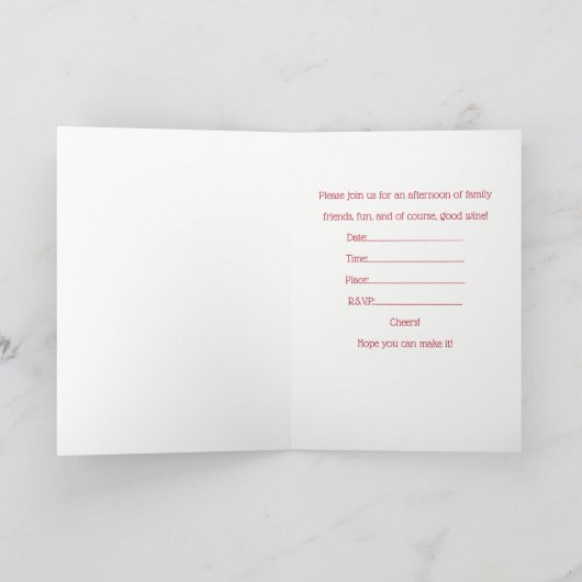 Bridal Shower Invitation Wine Tasting of Winery Kaart (Binnen)