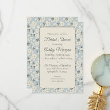 Bridal Shower Invitation with Cream Peony Flowers 