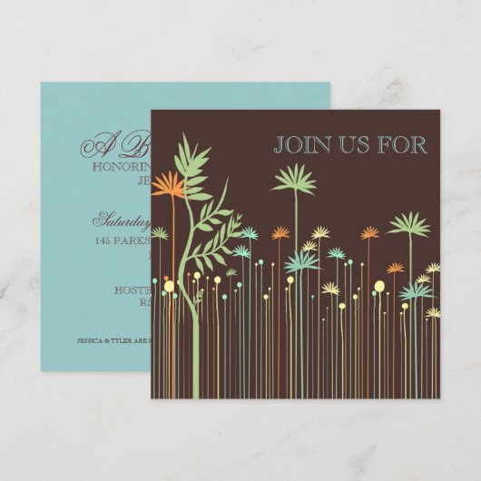 Bridal Shower Invitation with Flowers Kaart (Voorkant / Achterkant)