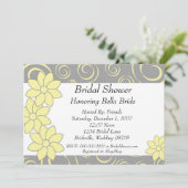 Bridal Shower Invitation yellow and grijs floral Kaart (Staand voorkant)