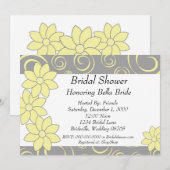 Bridal Shower Invitation yellow and grijs floral Kaart (Voorkant / Achterkant)