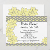 Bridal Shower Invitation yellow and grijs floral Kaart (Voorkant / Achterkant)