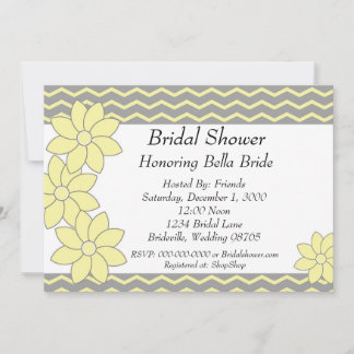 Bridal Shower Invitation yellow and grijs floral Kaart