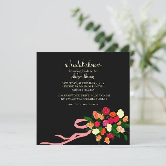 Bridal Shower Invitation [zwart] Kaart (Staand voorkant)