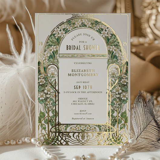 Bridal Shower Invitations Art Nouveau Deco Folie Uitnodiging