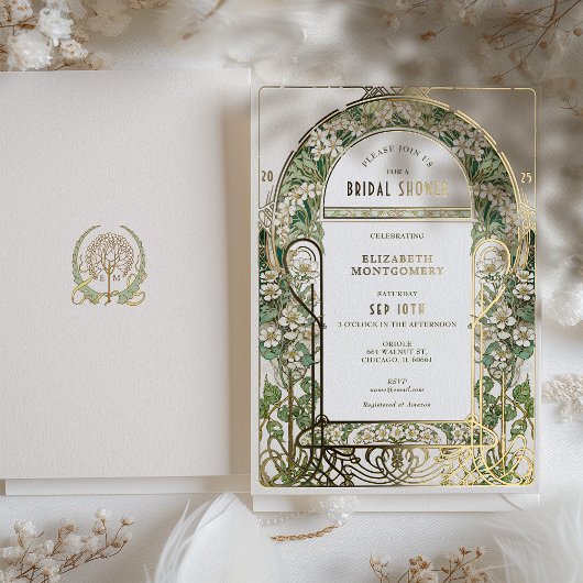  Bridal Shower Invitations Art Nouveau Deco Folie Uitnodiging