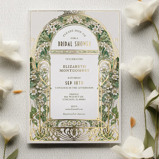  Bridal Shower Invitations Art Nouveau Deco Folie Uitnodiging
