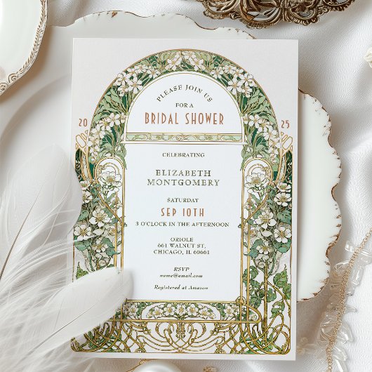  Bridal Shower Invitations Art Nouveau Deco Kaart