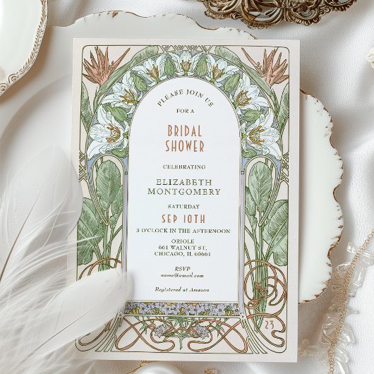 Bridal Shower Invitations Art Nouveau Deco Kaart