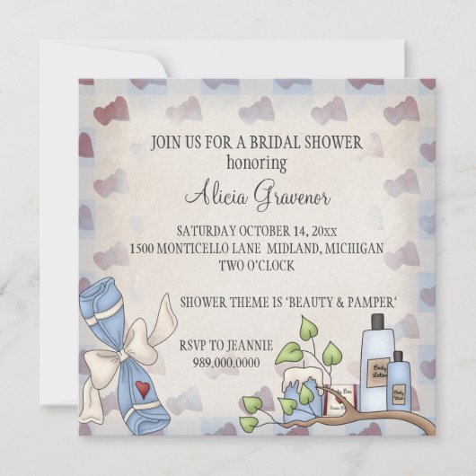 Bridal Shower Invitations (Beauty & Pamper Theme) Kaart (Voorkant)