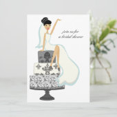 Bridal Shower Invitations {Black Haire Bride} Kaart (Staand voorkant)
