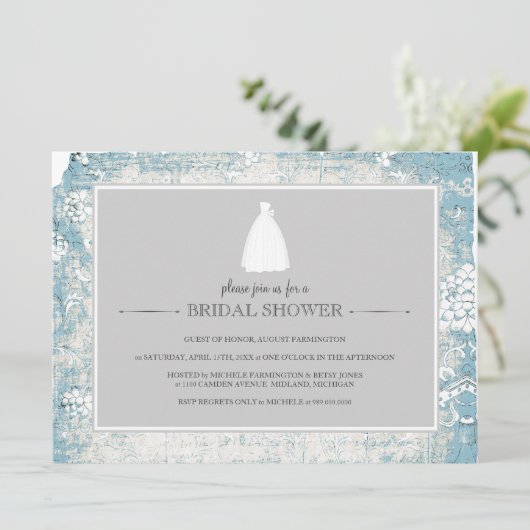 Bridal Shower Invitations {Blauw} Kaart (Staand voorkant)
