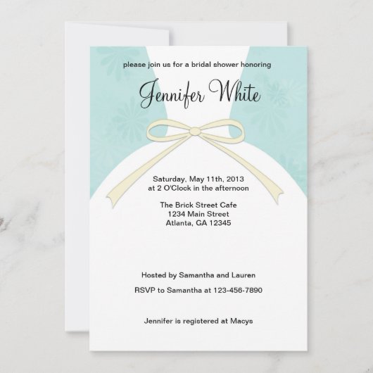 Bridal Shower Invitations Blue Dress Kaart (Voorkant)