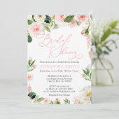 Bridal Shower Invitations Blush Floral Kaart (Staand voorkant)