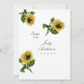 Bridal Shower Invitations Bright Gold Sunflower Kaart (Achterkant)