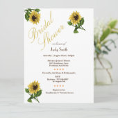Bridal Shower Invitations Bright Gold Sunflower Kaart (Staand voorkant)