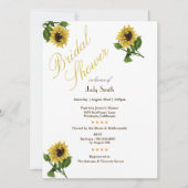 Bridal Shower Invitations Bright Gold Sunflower Kaart (Voorkant)