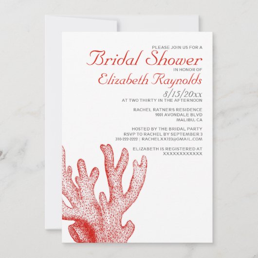 Bridal Shower Invitations Cute Beach Destination B Kaart (Voorkant)