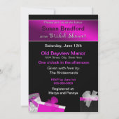 Bridal Shower Invitations - Fuschia en Black Kaart (Achterkant)