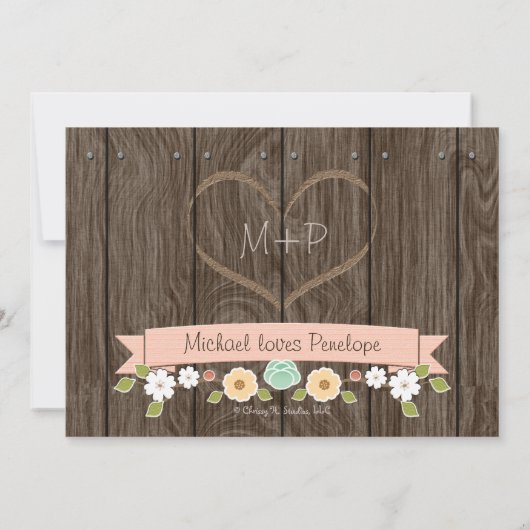 BRIDAL SHOWER INVITATIONS IN BLUSH RUSTIC KAART (Achterkant)