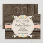 BRIDAL SHOWER INVITATIONS IN BLUSH RUSTIC KAART (Voorkant / Achterkant)