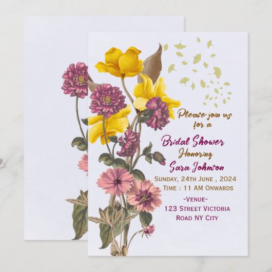 Bridal Shower Invitations  Kaart (Voorkant / Achterkant)