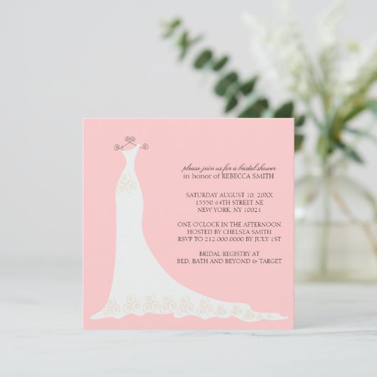 Bridal Shower Invitations {Peach} Kaart (Staand voorkant)