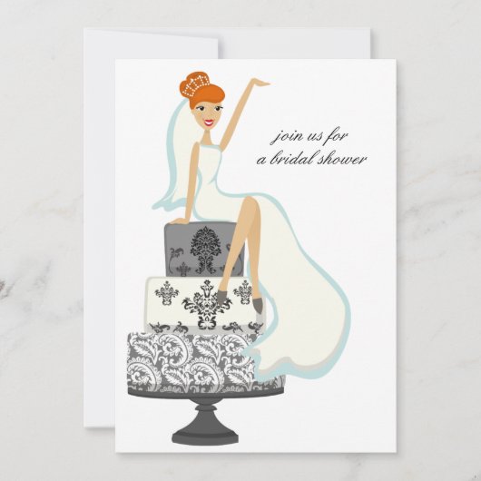Bridal Shower Invitations {Rood-geleide Bride} Kaart (Voorkant)