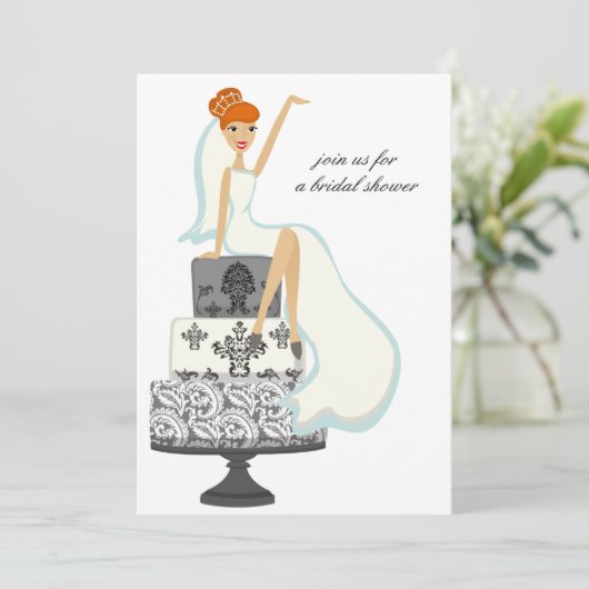 Bridal Shower Invitations {Rood-geleide Bride} Kaart (Staand voorkant)