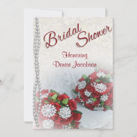 Bridal Shower Invitations Rozen en parels Kaart (Voorkant)