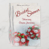 Bridal Shower Invitations Rozen en parels Kaart (Voorkant / Achterkant)
